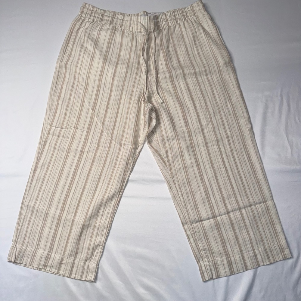 NWT Sonoma Linen Blend Trousers Petite PXL Coastal Straight Leg high rise